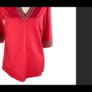 Lilly Pulitzer Coral Beaded Detail Bohemian Tunic Top